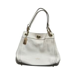 Coach Cream Turlock Edie Pebbled Leather Shoulder Bag